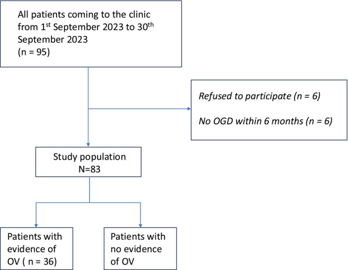 Flow chart of the study protocol. Abbreviations: OGD, esophagogastroduodenoscopy; OV, oesophageal varices.